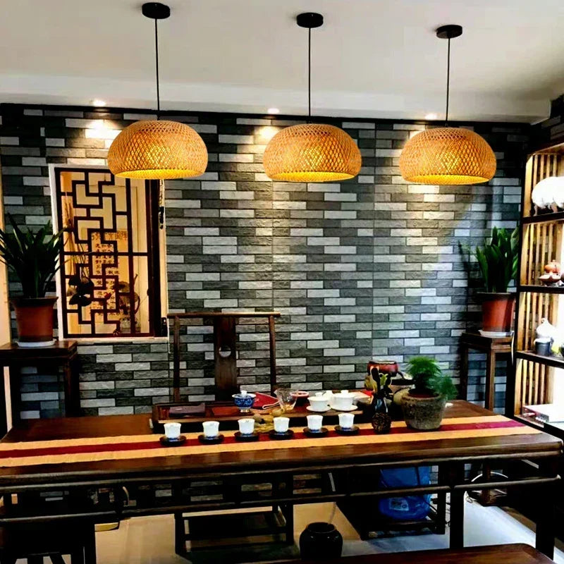Lampa Wisząca z Ręcznie Wykonanego Bambusa Luxora - Ekologiczna Lampa Sufitowa