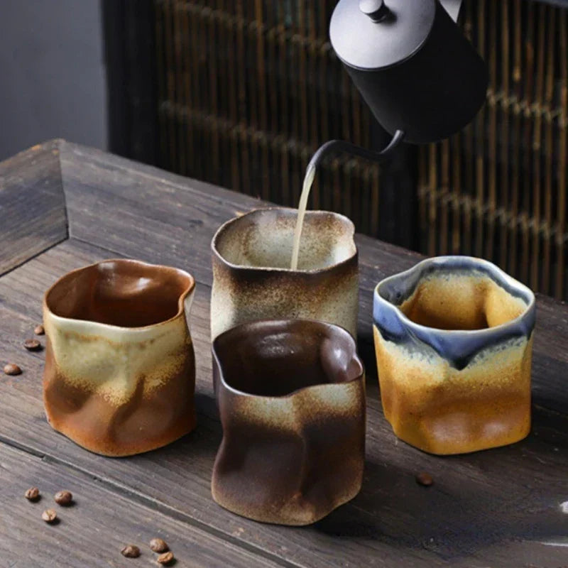 Nieregularny, skręcony kształt filiżanki 9.47 uncji/280 ml ceramiczna filiżanka do kawy i herbaty bez uchwytu polichromatyczne kreatywne ceramiczne kubki filiżanki retro