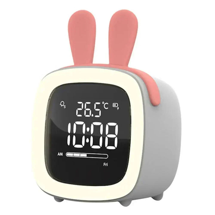 Bunny LED Zegar Alarmowy z Lampką Nocną – Ładowalny, Uroczy Wyświetlacz Cyfrowy dla Dzieci i Sypialni