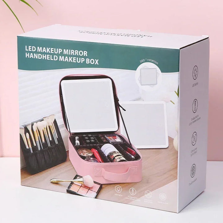 Torba na makijaż z lusterkiem LED do podróży