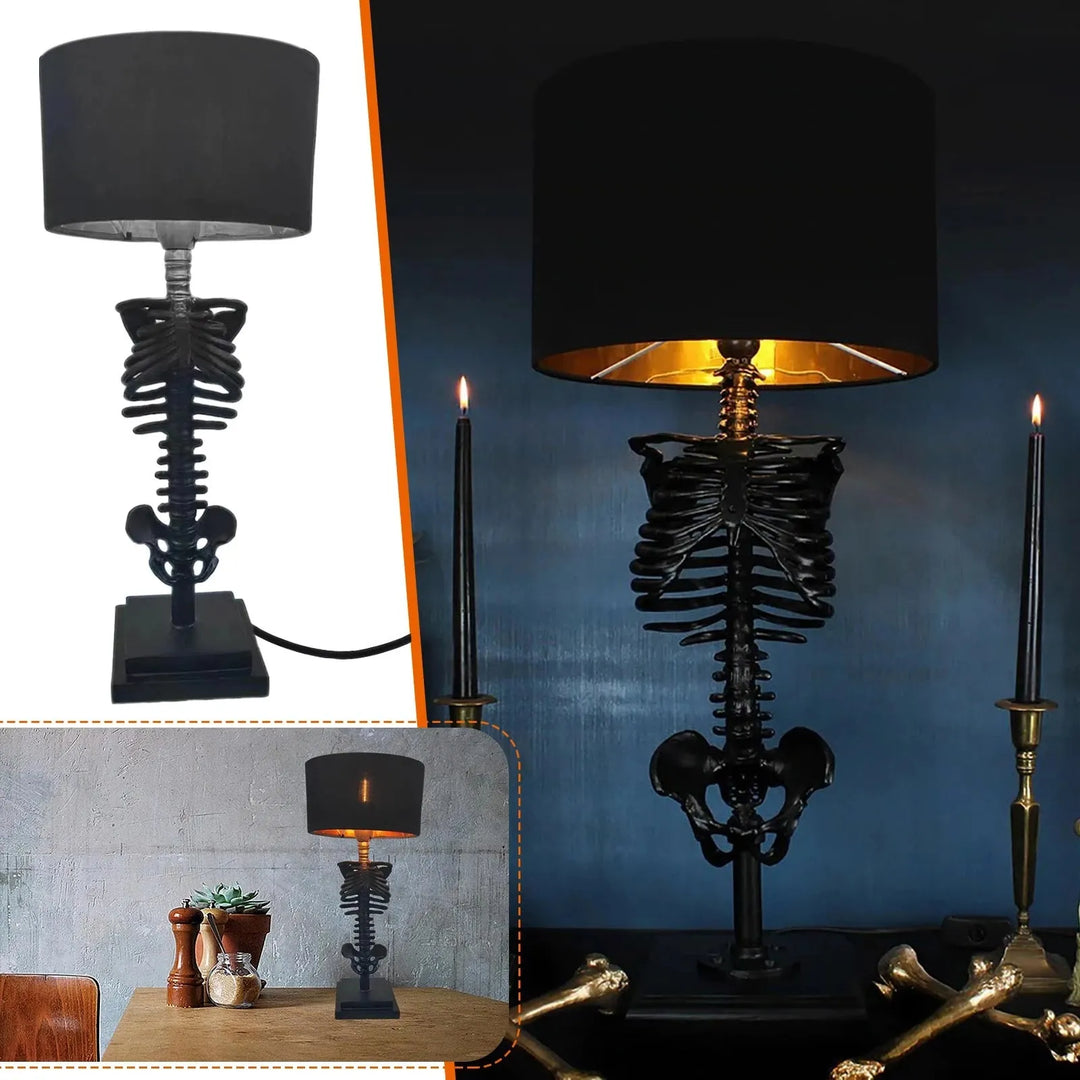 Ręcznie Wykonana Gotycka Lampa Stołowa w Kształcie Szkieletu