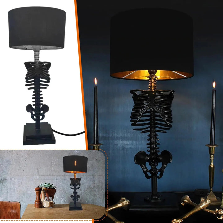 Ręcznie Wykonana Gotycka Lampa Stołowa w Kształcie Szkieletu
