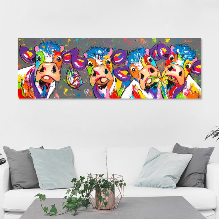 kolorowe Krowy Dekoracja Ścienna Canvas HD Druk Bez Ramy, Rozmiar: 40×120cm
