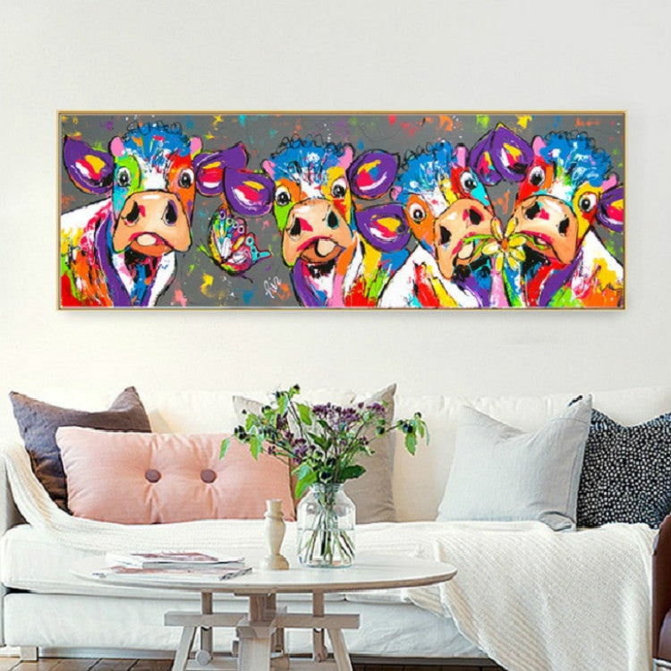 kolorowe Krowy Dekoracja Ścienna Canvas HD Druk Bez Ramy, Rozmiar: 40×120cm