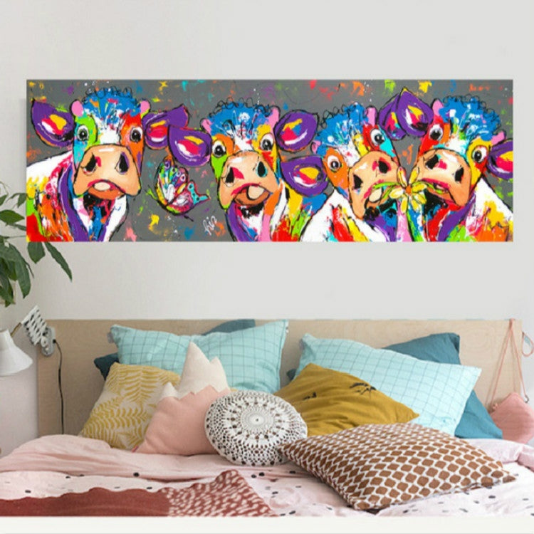 kolorowe Krowy Dekoracja Ścienna Canvas HD Druk Bez Ramy, Rozmiar: 40×120cm