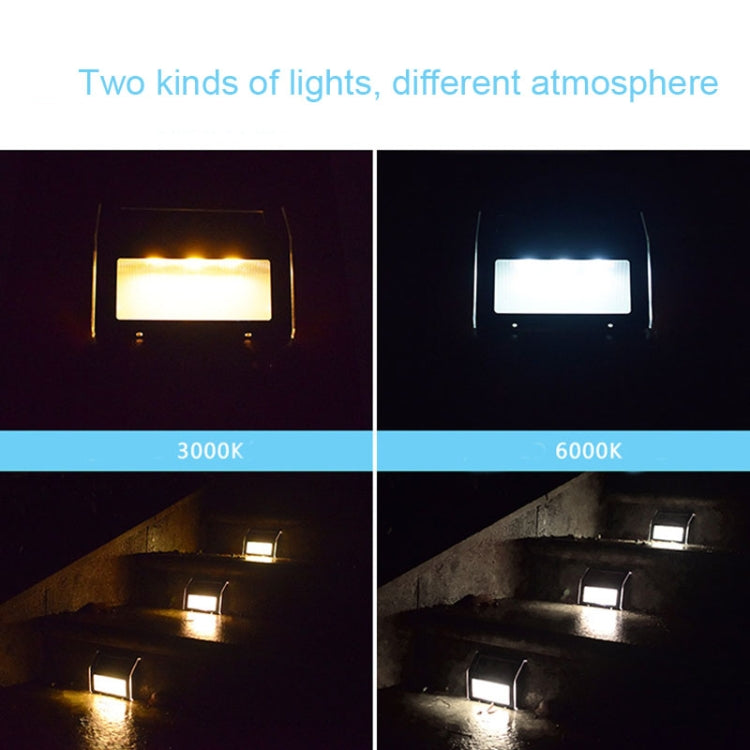 2SZT Solarna Lampa Ścienna ze Stali Nierdzewnej 3 LED do Schodów na Zewnątrz, Oświetlenie Ogrodowe (Białe Światło)
