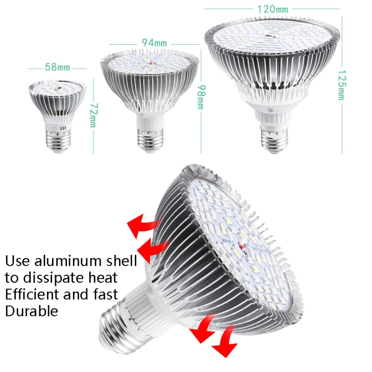 Lampa do wzrostu roślin LED Pełne spektrum E27, Światło do roślin, Moc: 30W 40 diod LED