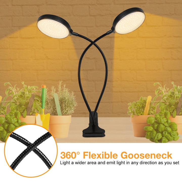 Lampa do wzrostu roślin LED z pilotem USB, klips wodoodporny, pełne spektrum, naturalne białe światło dla siewek, Moc: 45W, trzy głowice