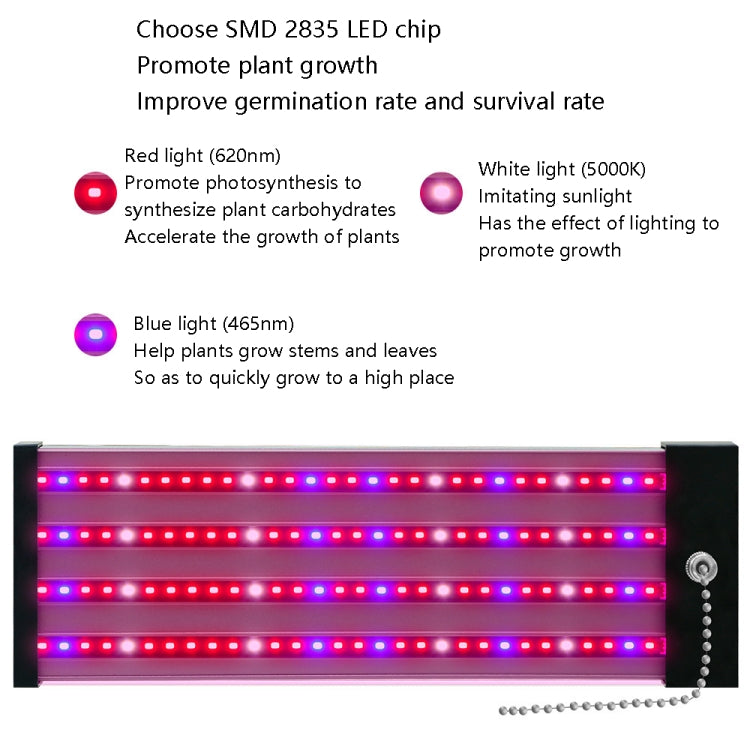 Lampa wzrostowa LED pełnospektralna, lampa do roślin, rurka, Styl: Mała podwójna rząd 100 cm (wtyczka EU)