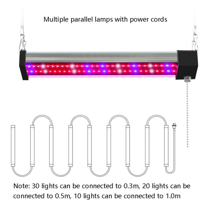 Lampa wzrostowa LED pełnospektralna, lampa do roślin, rurka, Styl: Mała podwójna rząd 100 cm (wtyczka EU)