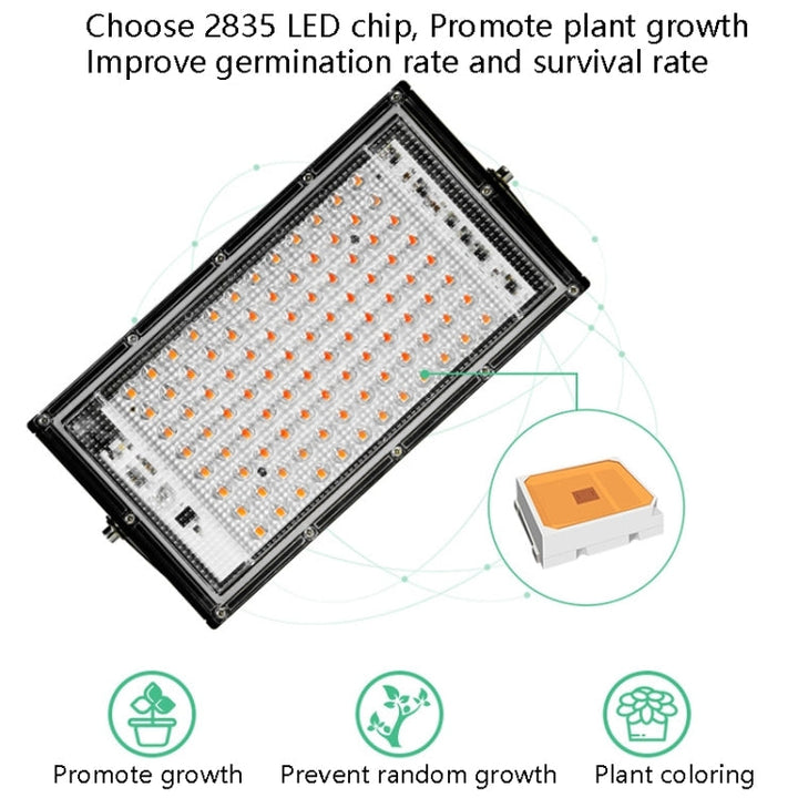 Lampa LED do roślin, pełne spektrum, wodoodporna, lampa do wzrostu, wtyczka EU, 144 diody, 200W