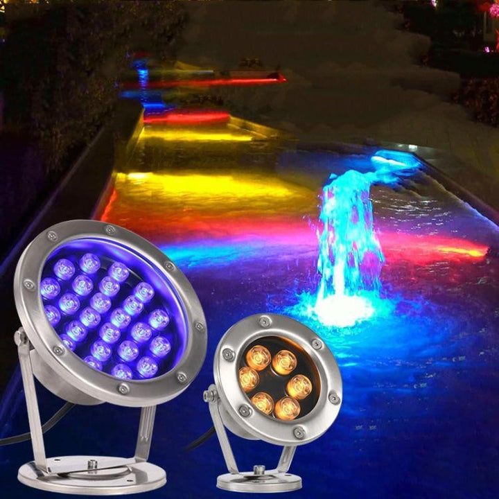 Wodoodporna Lampa LED Podwodna do Basenu, Stawu, Fontanny 18W (Żółta)