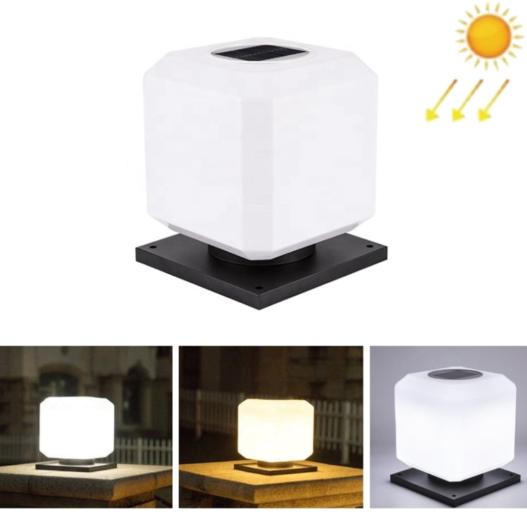 003 Solar Square Outdoor Post Light LED Waterproof Wall Lights, Size: 20 cm (Tricolour Light)