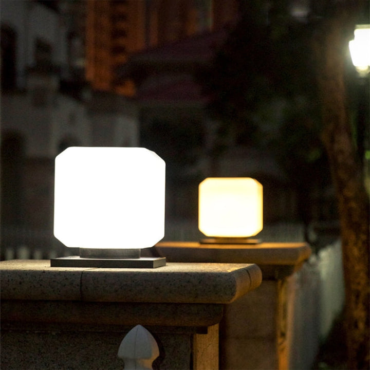 003 Solar Square Outdoor Post Light LED Waterproof Wall Lights, Size: 20 cm (Tricolour Light)
