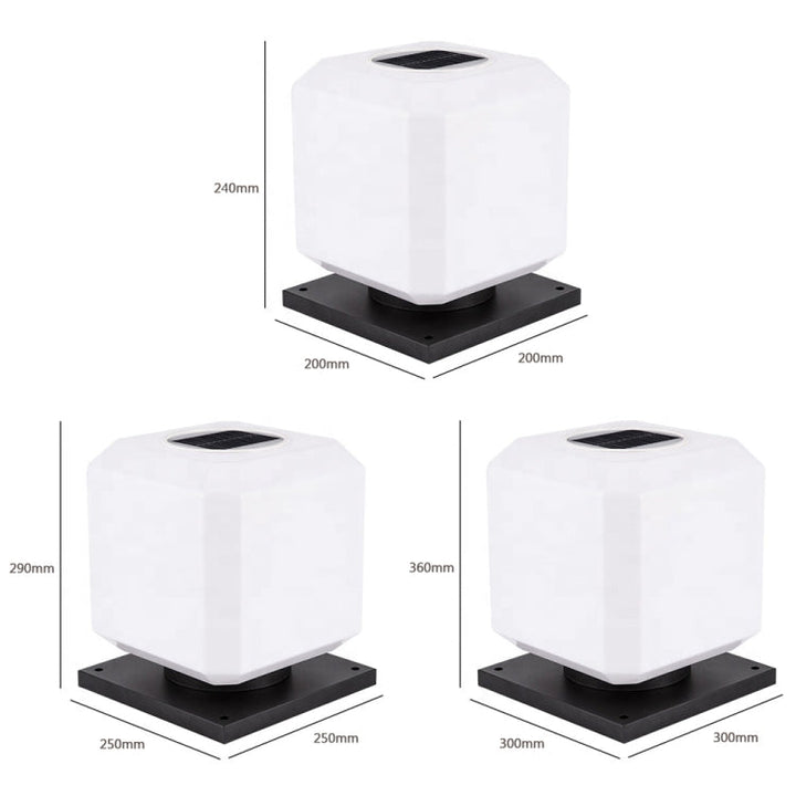 003 Solar Square Outdoor Post Light LED Waterproof Wall Lights, Size: 20 cm (Tricolour Light)