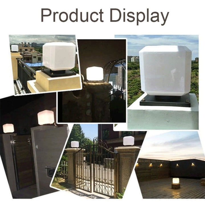 003 Solar Square Outdoor Post Light LED Waterproof Wall Lights, Size: 20 cm (Tricolour Light)