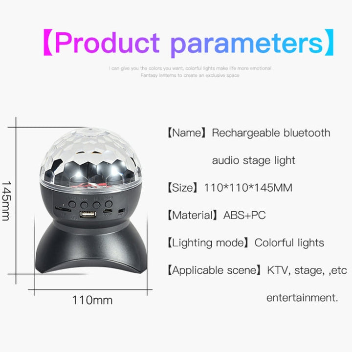 Domowe lampy LED Magic Ball, odbijające światło, ambientowe lampy dźwiękowe, kolor: model ładowania czarny (RGB kolor 5W)