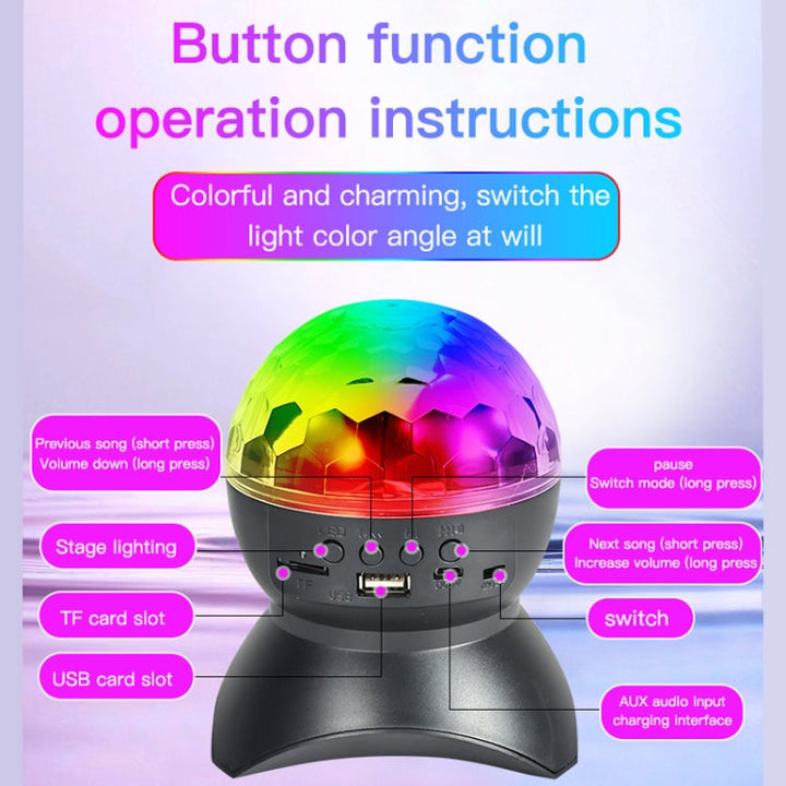 Domowe lampy LED Magic Ball, odbijające światło, ambientowe lampy dźwiękowe, kolor: model ładowania czarny (RGB kolor 5W)