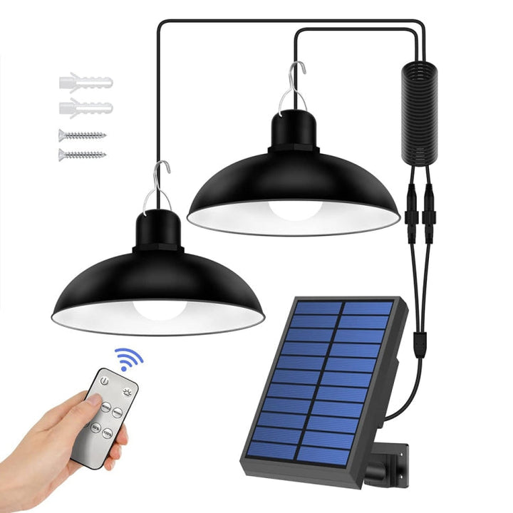 IP65 Wodoodporna Zewnętrzna Lampa Wisząca LED na Energii Słonecznej, Oświetlenie Wewnętrzne, Specyfikacja: Podwójne Białe Światło z Pilotem