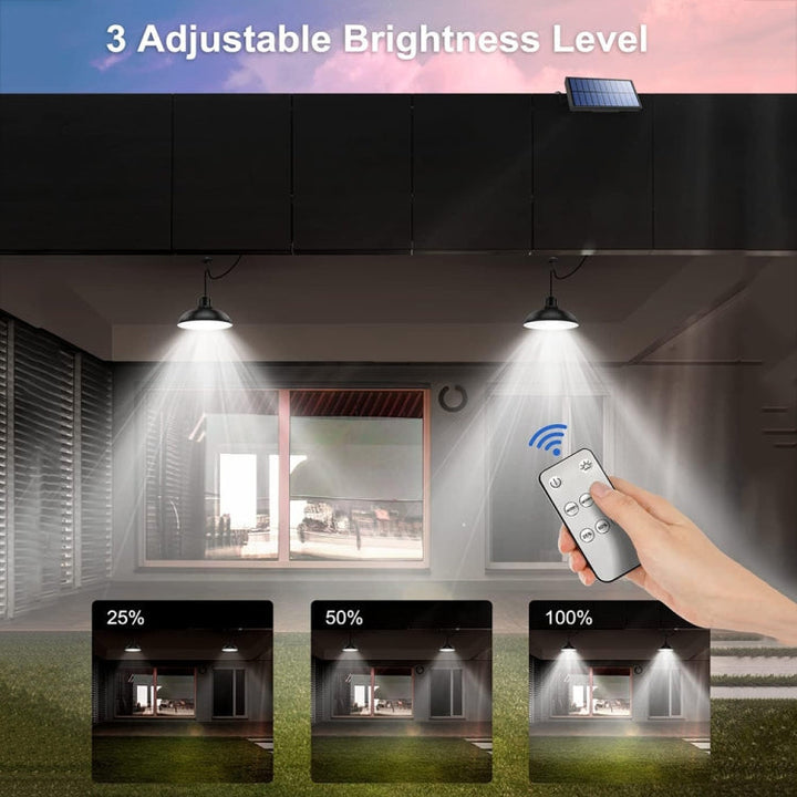 IP65 Wodoodporna Zewnętrzna Lampa Wisząca LED na Energii Słonecznej, Oświetlenie Wewnętrzne, Specyfikacja: Podwójne Białe Światło z Pilotem