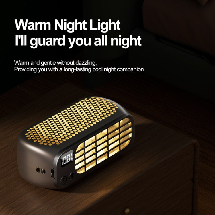 USB Ładowanie Cyfrowy Wyświetlacz Przenośny Wentylator Bezłopatkowy Mini Lampa Nocna (Zielony) |