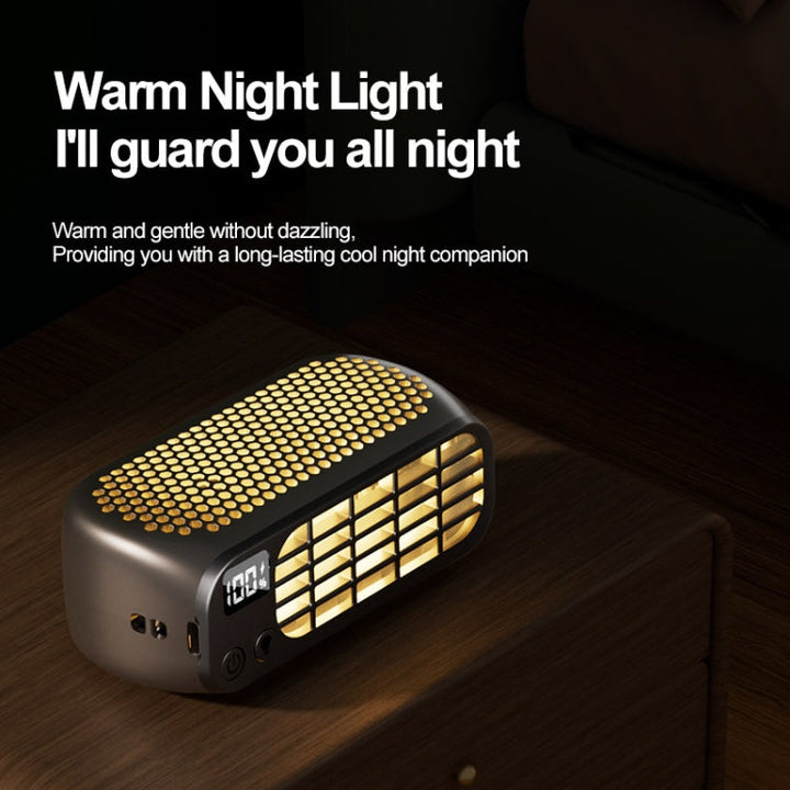 USB Ładowanie Cyfrowy Wyświetlacz Przenośny Wentylator Bezłopatkowy Mini Lampa Nocna (Zielony) |