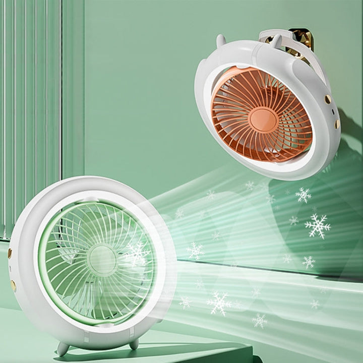 Nocna Lampa Biurkowy Składany Wentylator Na Zewnątrz Kempingowy Wiszący Mini Wentylator, kolor: Zielony Ulepszony |