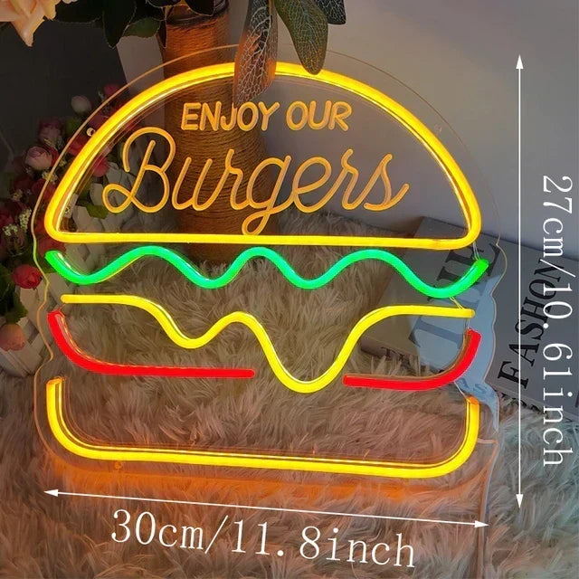 Neonowy Znak Fast Food – Jasny Design Tacos, LED Nocna Lampa do Restauracji i Kuchni |