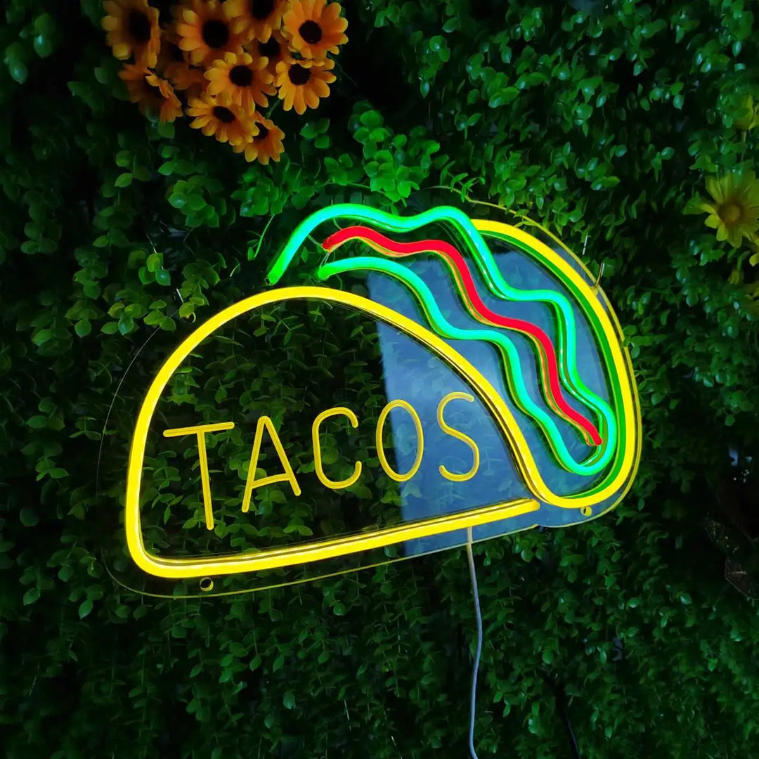 Neonowy Znak Fast Food – Jasny Design Tacos, LED Nocna Lampa do Restauracji i Kuchni |