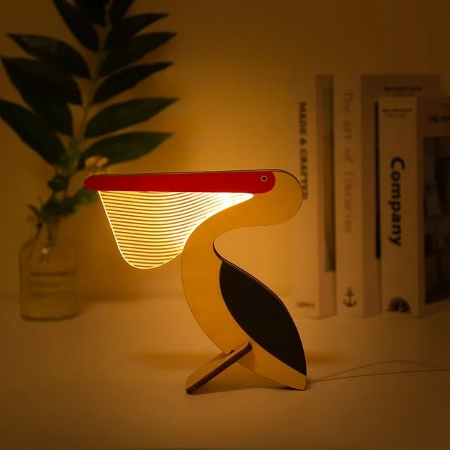 Lampka nocna LED dla zwierząt z drewna i akrylu, USB