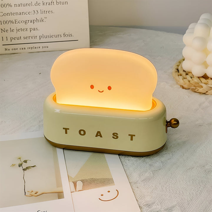 Lampka Stołowa TinyToast – Przenośna Lampka Nocna w Kształcie Tostera z Dimmowalnym LED i Portem USB