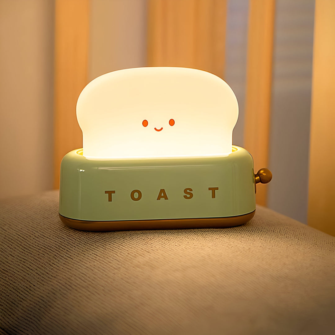 Lampka Stołowa TinyToast – Przenośna Lampka Nocna w Kształcie Tostera z Dimmowalnym LED i Portem USB