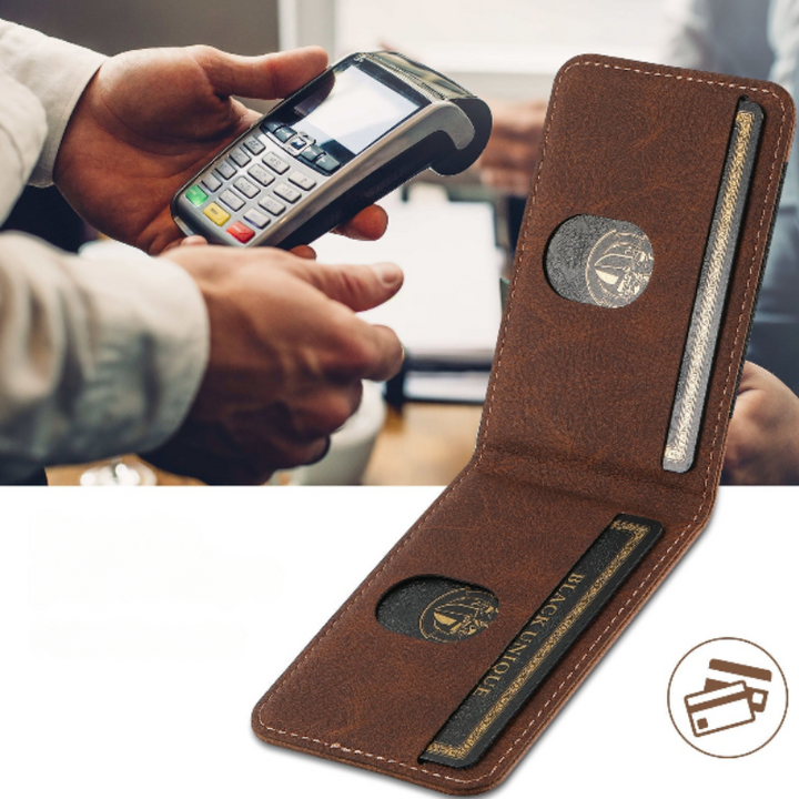 Skórzana Etui na Telefon z Miejscem na Karty i Stojakiem