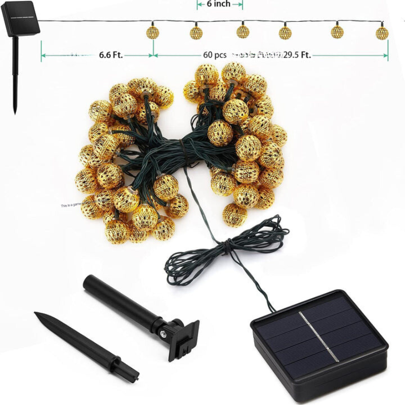 Marokańskie Wodoodporne Słoneczne Lampki Sznurkowe - SunGlow Strings