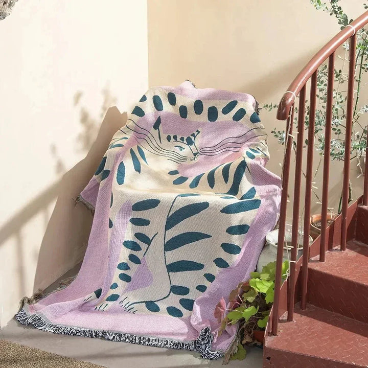 Abstrakcyjny Woven Wall Tapestry Rzucany Koc