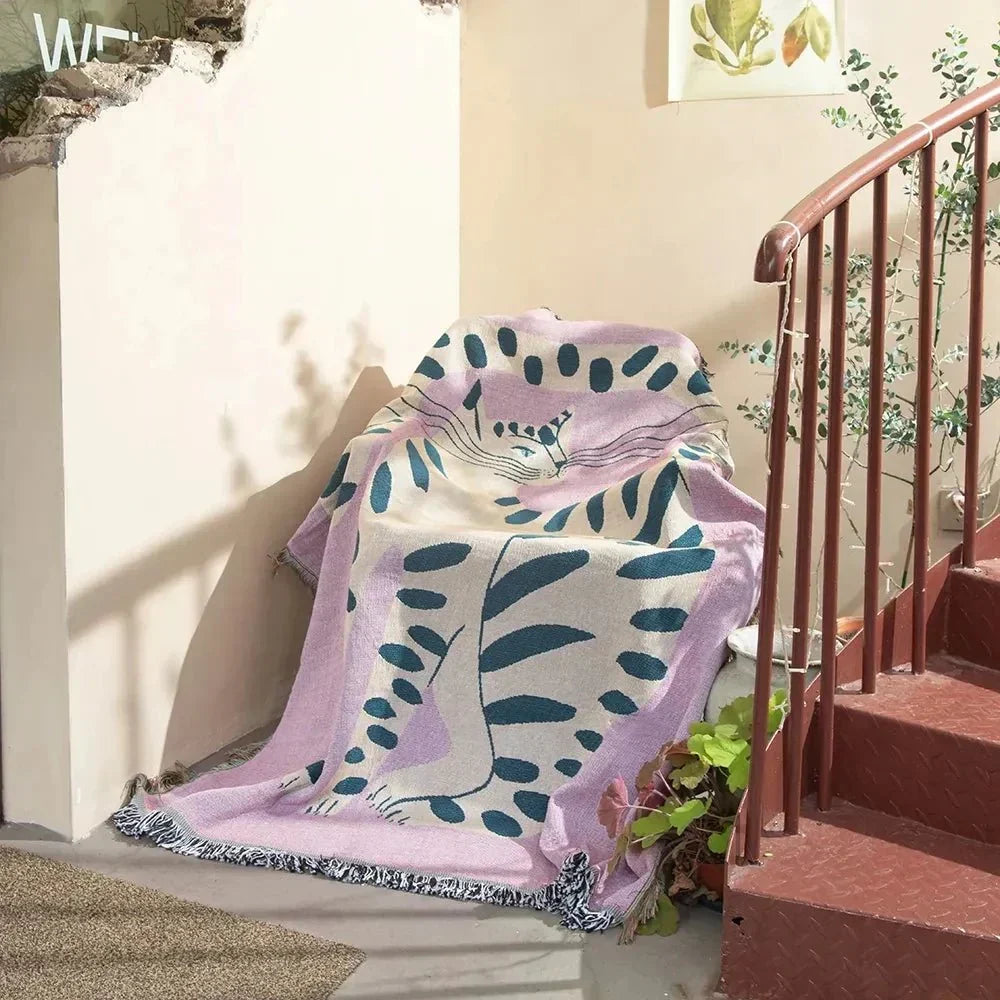 Abstrakcyjny Woven Wall Tapestry Rzucany Koc