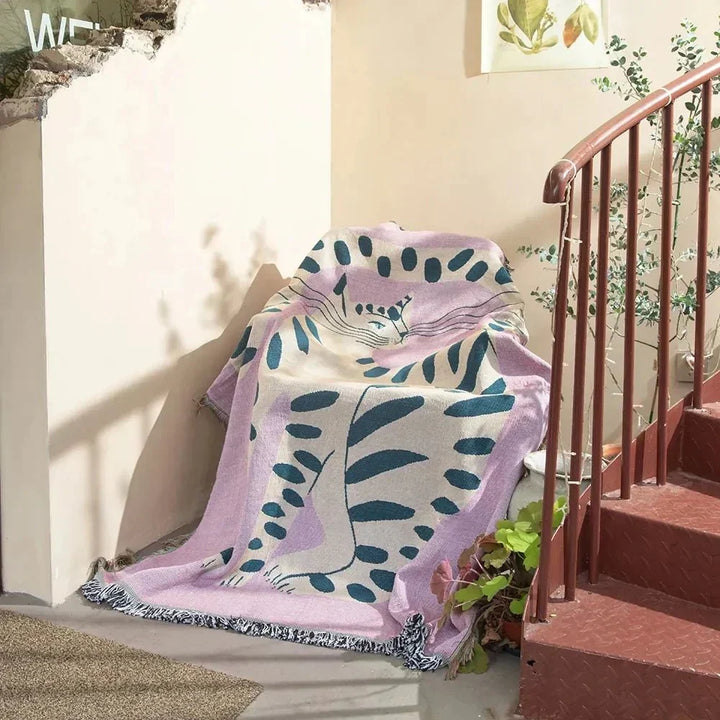 Abstrakcyjny Woven Wall Tapestry Rzucany Koc