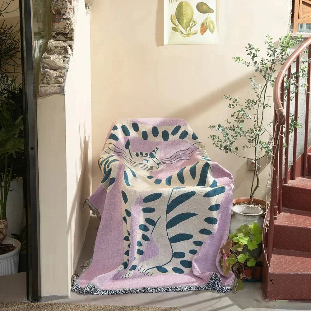 Abstrakcyjny Woven Wall Tapestry Rzucany Koc