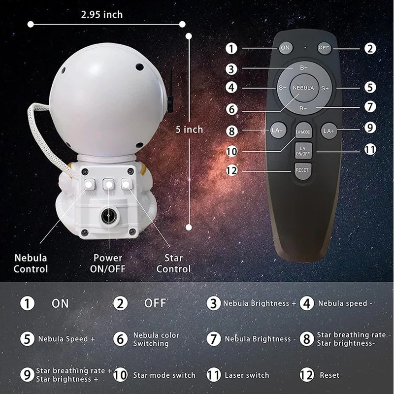 Projektor Galaktyczny Astronauta LED Nocna Lampka