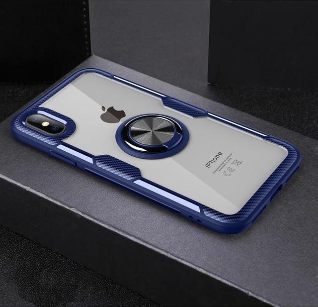 Etui na iPhone z włókna węglowego z magnetycznym pierścieniem