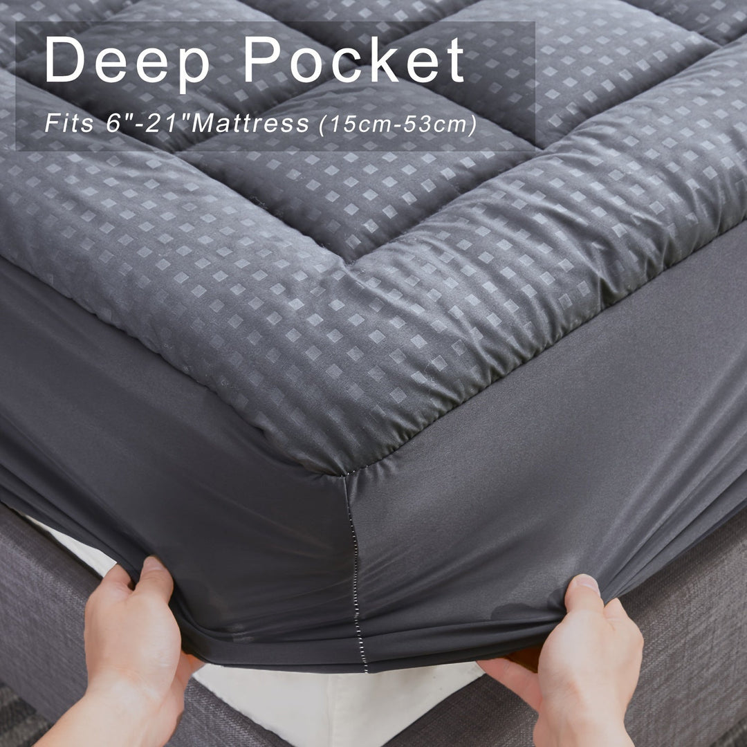 Ultimate Cooling Mattress Pad – Premium Quilted Pillow Top, Luksusowo Puszysty i Ultra-Przewiewny z Bezpieczną Pokrywą na Materac o Głębokości 14-18 Cal – Zwiększony Komfort Snu, 1szt |