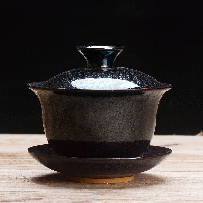 Wintage Kiln Ceramic Gaiwan Sancai Filiżanka do herbaty z talerzykiem i pokrywką