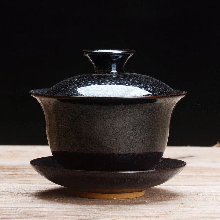 Wintage Kiln Ceramic Gaiwan Sancai Filiżanka do herbaty z talerzykiem i pokrywką