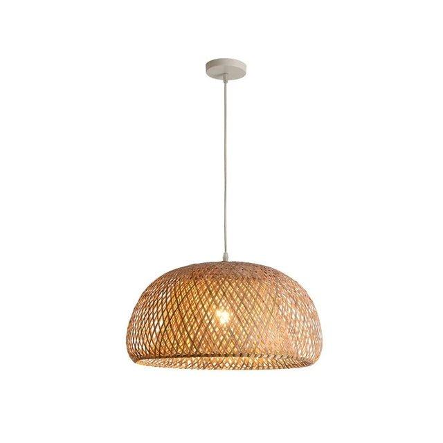 Lampa sufitowa wisząca z bambusa C │ Ręcznie wykonane oświetlenie z drewna i rattanu do dekoracji wnętrz