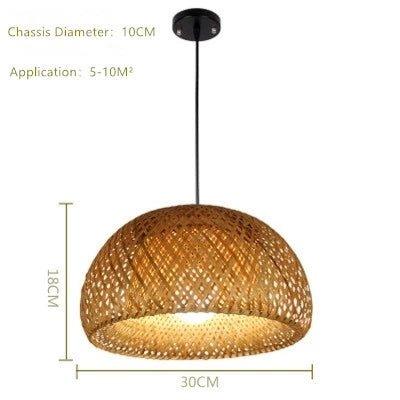 Lampa sufitowa wisząca z bambusa C │ Ręcznie wykonane oświetlenie z drewna i rattanu do dekoracji wnętrz