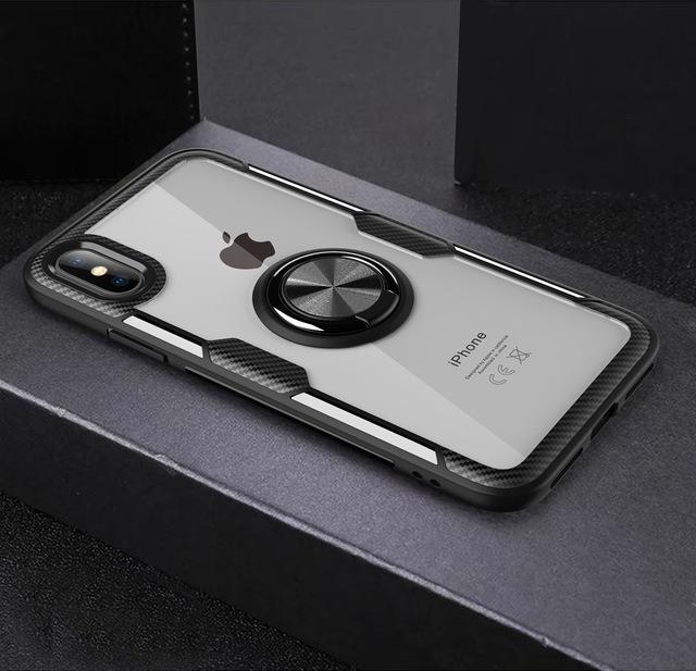 Etui na iPhone z włókna węglowego z magnetycznym pierścieniem
