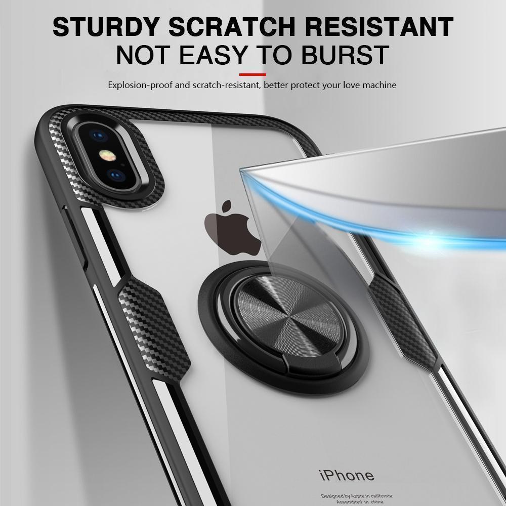Etui na iPhone z włókna węglowego z magnetycznym pierścieniem