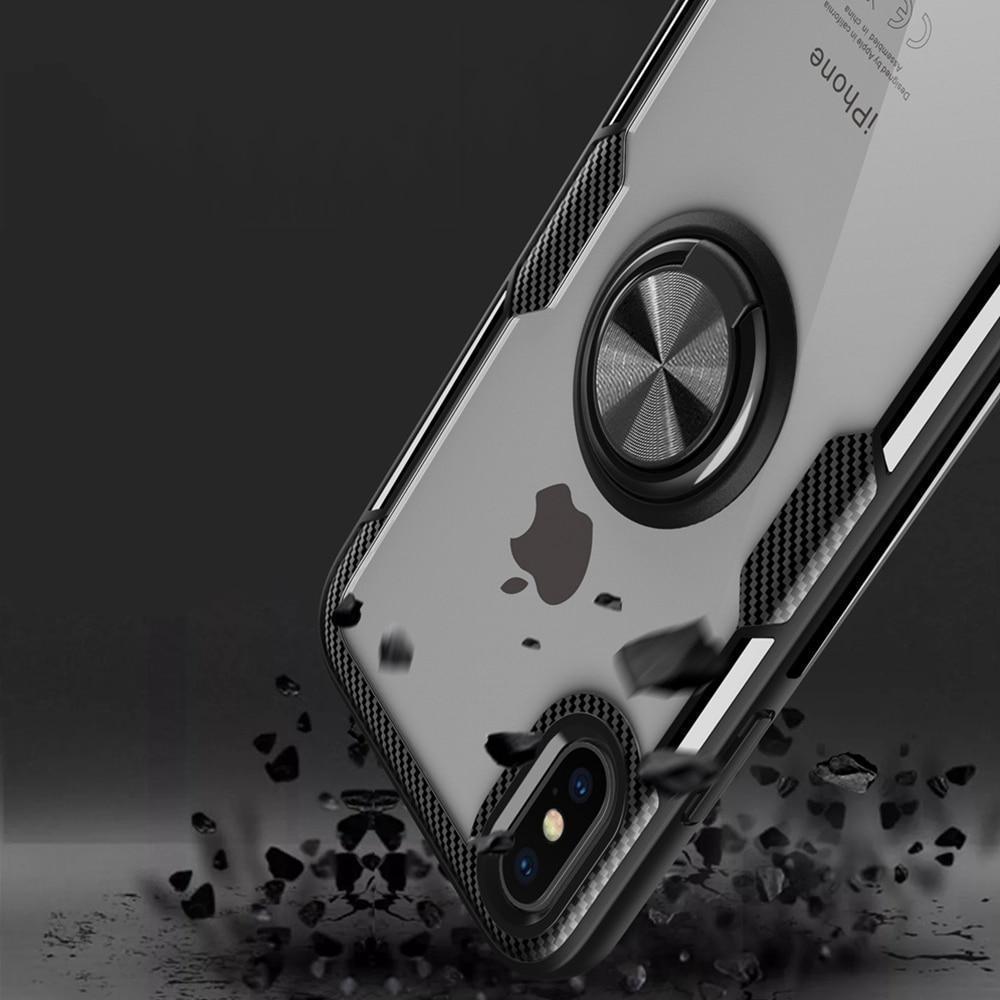 Etui na iPhone z włókna węglowego z magnetycznym pierścieniem