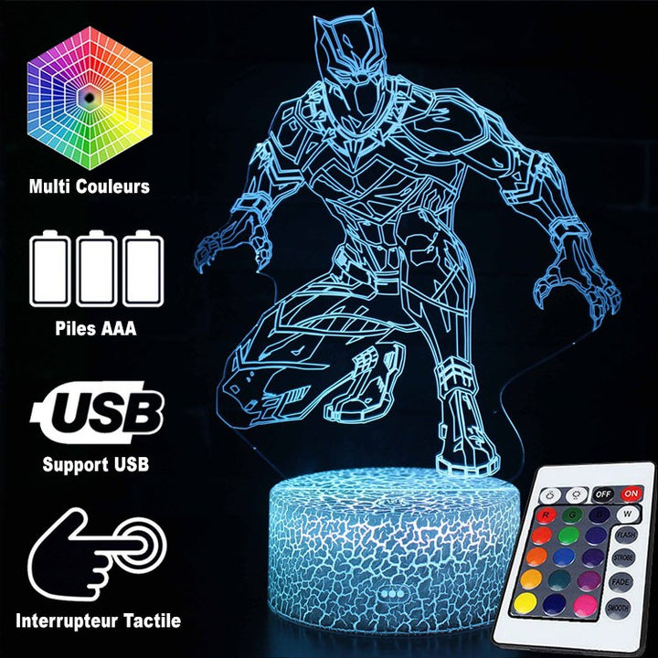 Lampa 3D Marvel Czarna Pantera w Trybie Stealth