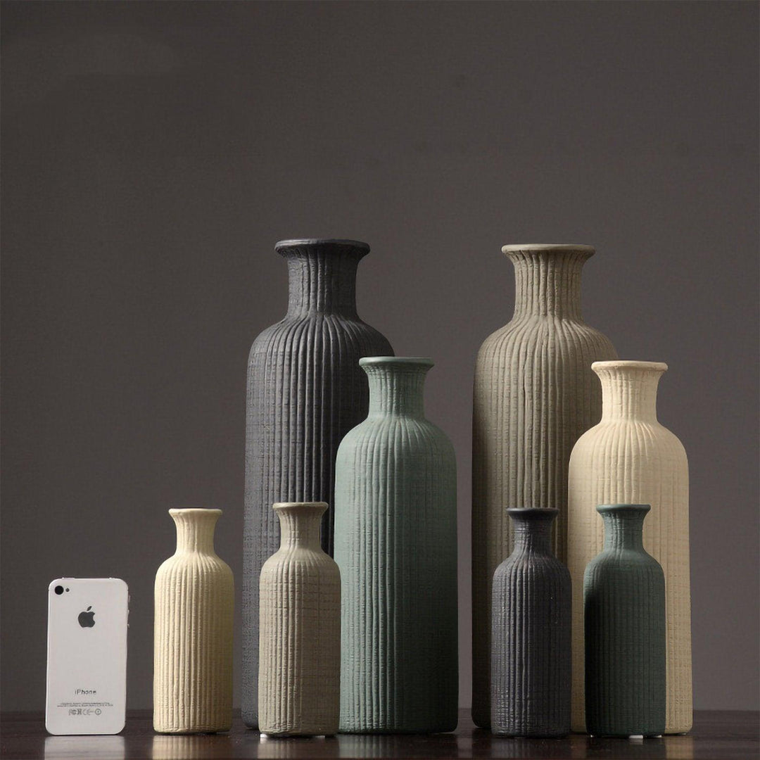 Brązowo-Beżowy Szary Ceramiczny Wazon Kwiatowy │ Element Dekoracji Wnętrz